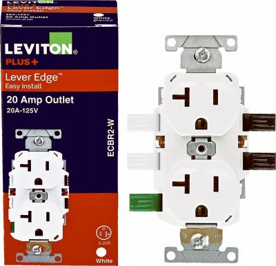 LEVITON Leviton R12-ECBR2-00W 20A 125V Tamper Resistant Duplex Outlet