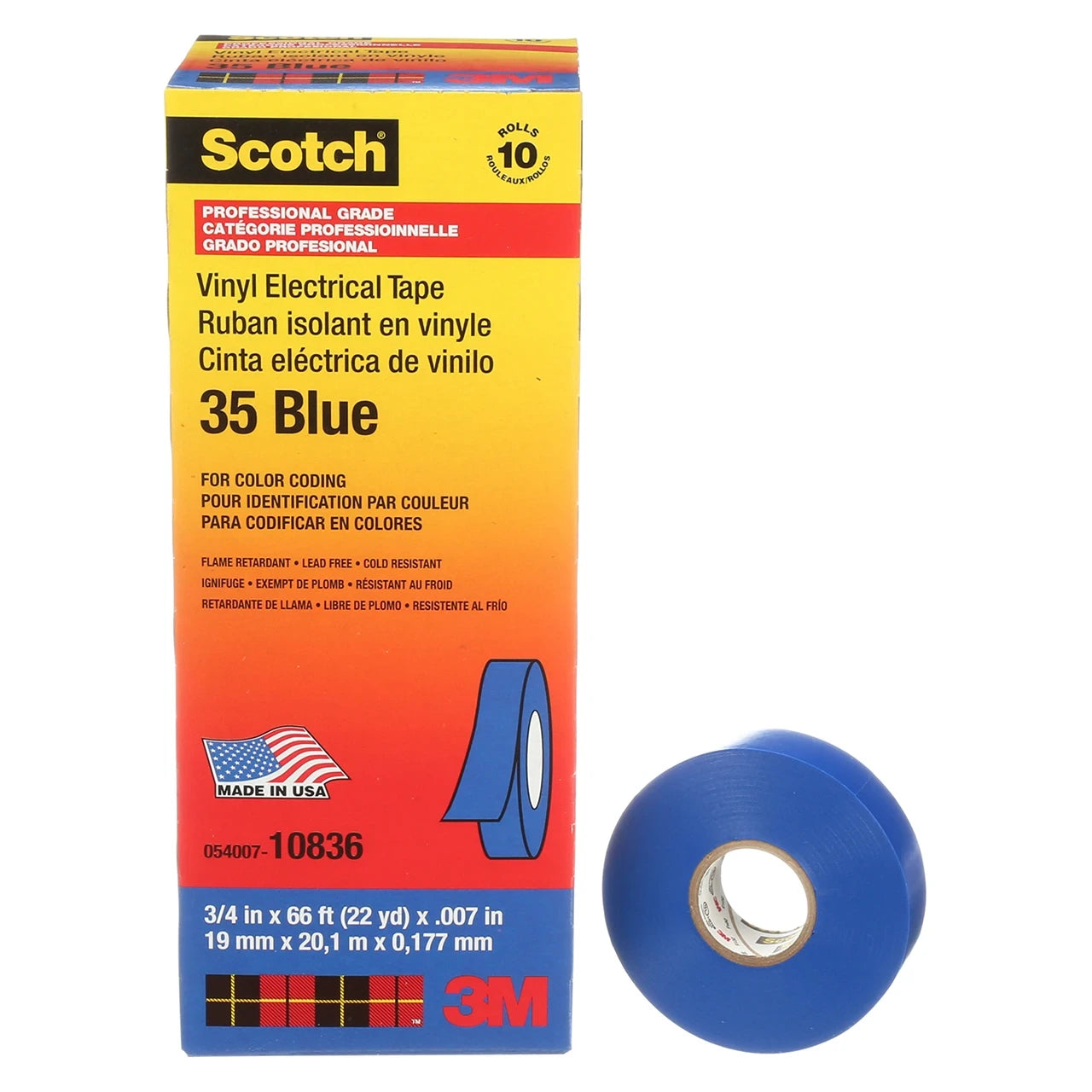 3M 3M 7000006095 Scotch Vinyl Electrical Tape 600 V (0.75 in x 66 ft) 3MT054007-10836