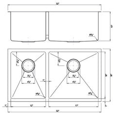 DAKOTA Dakota Plumbing Products DSM-4060SV Undermount Kitchen Sink