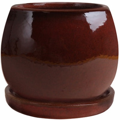 TRENDSPOT Trendspot Inc DB10021-04G Studio Pot Glazed Ceramic Red