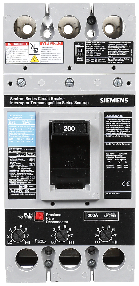 SIEMENS FXD63B200 CIRCUIT BREAKERS