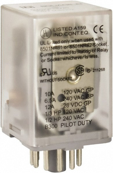 SCHNEIDER ELECTRIC Square D 8501KPDR12V56 Dpdt Octal Plug-in Relay 48 Vdc