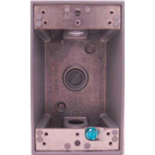 MULBERRY METAL PRODUCTS Mulberry Metal Products 30203 1-Gang Weatherproof Box with Mounting Lugs (3-1/2 in hubs) R-Dot IH3-1-LM