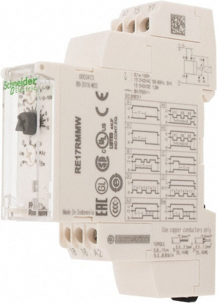 SCHNEIDER ELECTRIC Schneider Electric RE17RMMW Time Delay Relay 100hr Spdt