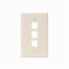 Leviton 41080-3TP Single-Gang QuickPort Wall Plate, 3-Ports, Light Almond