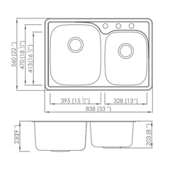 DAKOTA Dakota Plumbing Products GSR-20-TM6040-2 Kitchen Sink