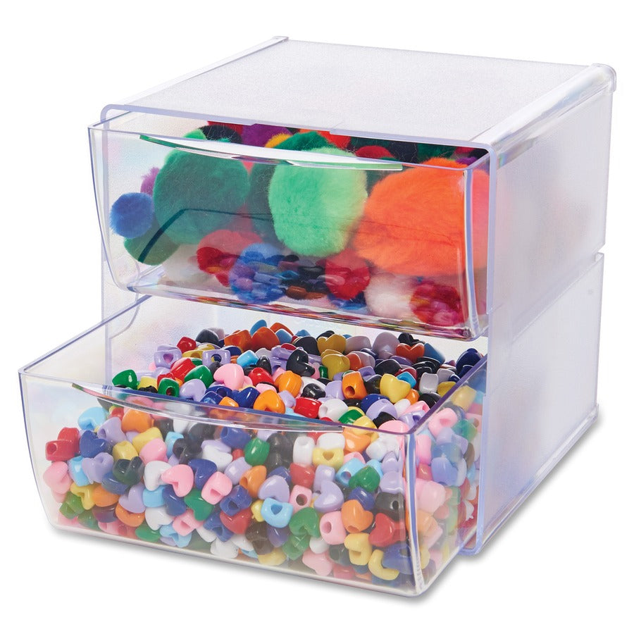 DEFLECTO Deflecto DEF350101 Stackable Cube Organizer (2 Drawers, 6 in x 6 in x 7.5 in)