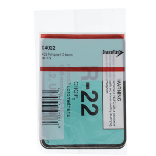 DIVERSITECH DiversiTech 04022 R-22 Refrigerant ID Labels Pack of 10