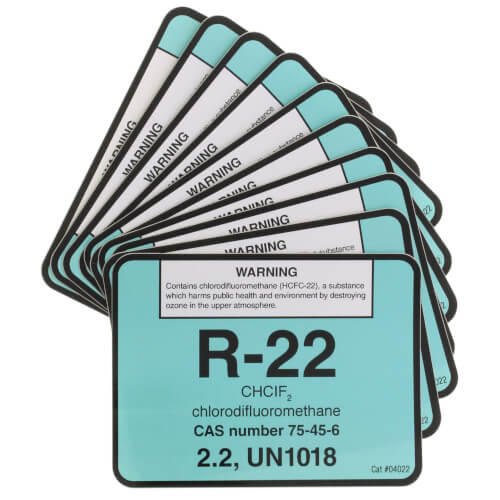 DIVERSITECH DiversiTech 04022 R-22 Refrigerant ID Labels Pack of 10