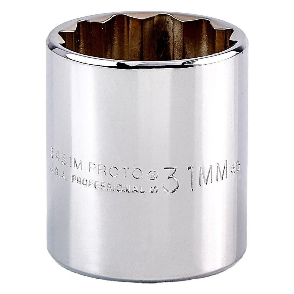 PROTO Proto J5431M 31mm 12-point 1/2 Drive Hand Socket