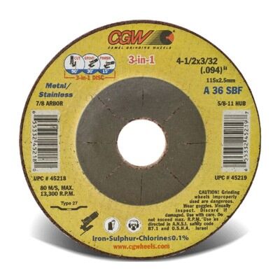 CGW ABRASIVES 45222 GRINDING & CUT OFF WHEELS