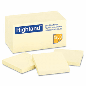 3M 3M MMM654918PK Highland Self-Sticking Notepads 3 inches x 3 inches (18 Pack)