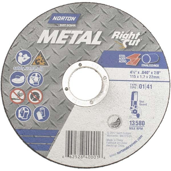 NORTON Norton 66252840001 Cutoff Wheel 4-1/2 in Aluminum Oxide 36 Grit
