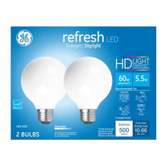 GE G E Lighting 31709 Led G25 Globe Bulb 5.5W 5000K 2 Pack