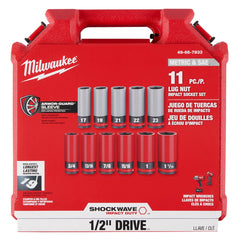 MILWAUKEE Milwaukee 49-66-7833 Shockwave Impact Duty 1/2 Drive SAE and Metric 11-Piece Lug Nut Wheel Socket Set