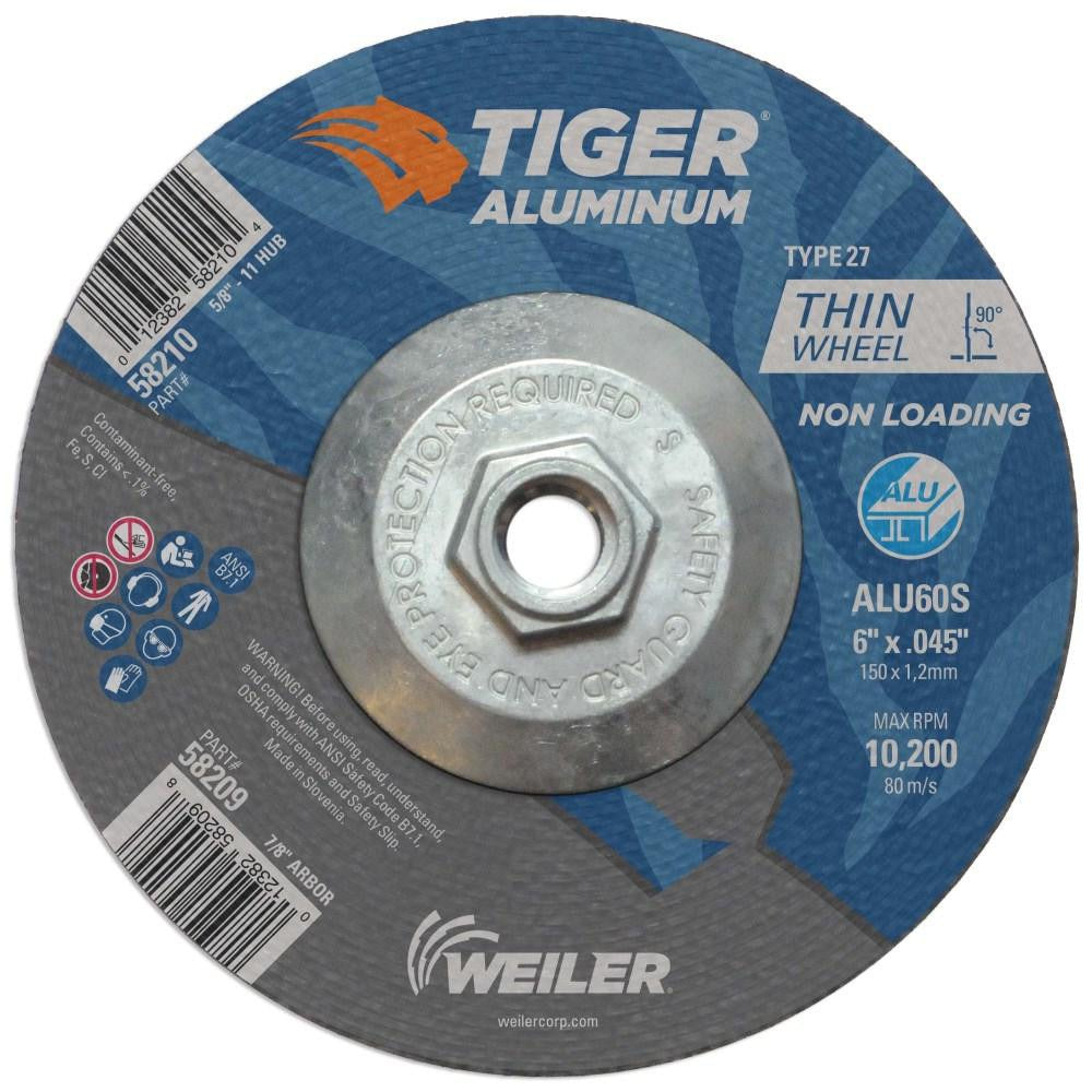 WEILER Weiler 58210 Type 27 Grinding Wheel 6 in 60 Grit