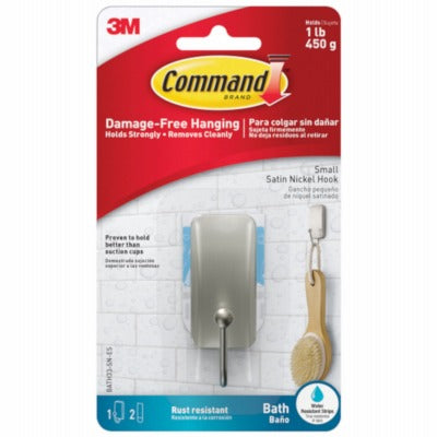 3M 3M Company BATH33-SN-ES Small Satin Nickel Bath Hook