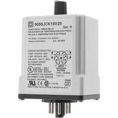 SCHNEIDER ELECTRIC Square D 9050JCK18V20 Dpdt Time Delay Relay 0.66 Min