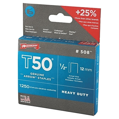 ARROW FASTENER Arrow Fastener 50824 Heavy Duty Staple Flat Crown 1/2in Leg x 3/8in Width 6250pc