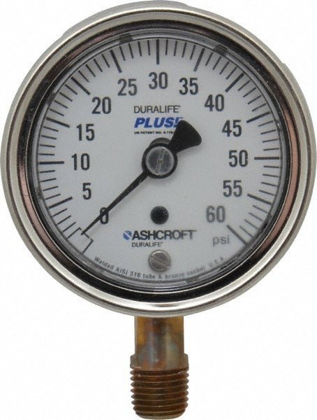 ASHCROFT Ashcroft 94579XLL Pressure Gauge 0-60 Psi 2.5 in Lower Mount