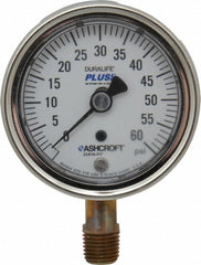 ASHCROFT Ashcroft 94579XLL Pressure Gauge 0-60 Psi 2.5 in Lower Mount