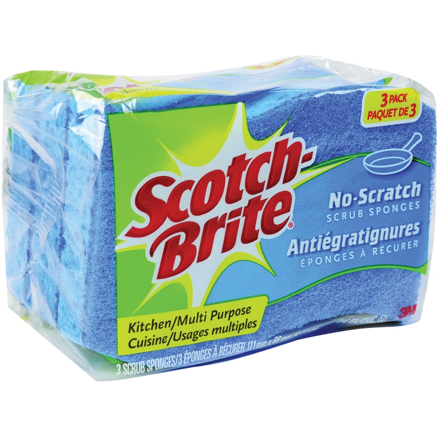 3M 3M MMMMP3CT Scotch-Brite No Scratch Scrub Sponges (3/Pack, 8/Carton)