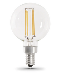FEIT ELECTRIC Feit Electric BPG1640927CAFIL/2/RP Enhance Glass Filament Globe LED Bulb 40W Replacement (G16.5, 2-Pack) BPG1640927CAFIL/2/RP