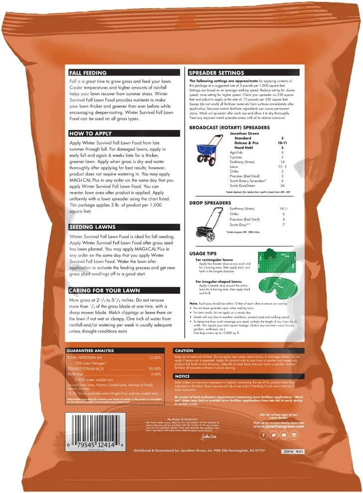 JONATHAN GREEN Jonathan Green 12414 Winter Survival Fall Lawn Food 45 lb Bag