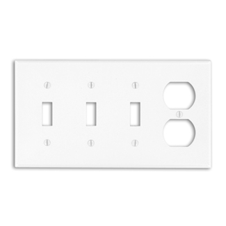 LEVITON Leviton P38-W Combination Wallplate Standard Size 4-Gang with 3 Toggle and 1 Duplex