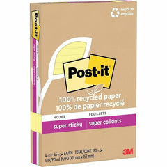 3M 3M MMM4621R4SSCY Recycled Supersticky Adhesive Note 4 x 6 in (4 Pack)