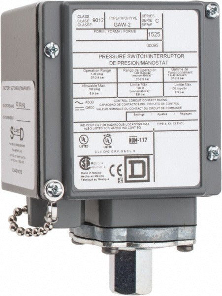 SCHNEIDER ELECTRIC Square D 9012GAW2 Pressure Level Switch 1-40 Psig Spdt-db