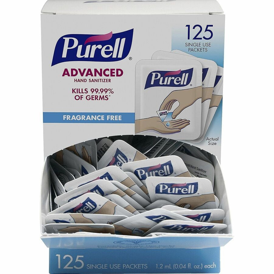 GOJO Purell GOJ9630125CTN Advanced Hand Sanitizer Gel Packets (125 Pack)