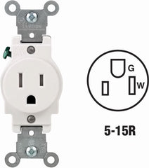 LEVITON Leviton R52-T5015-0WS 15A Tamper-resistant Single Outlet