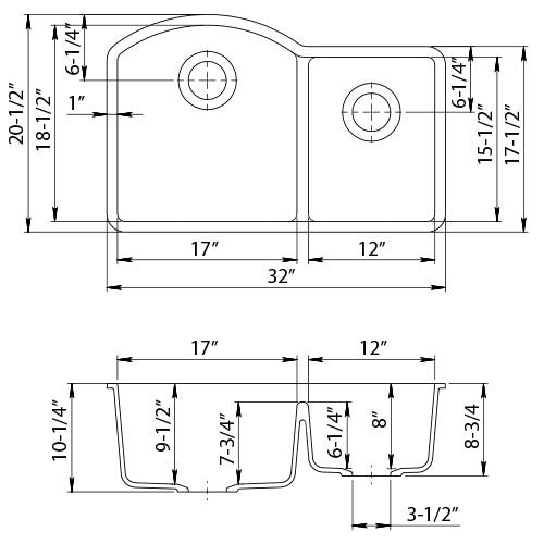 DAKOTA Dakota Plumbing Products GSE-QC7030LD-CO 70/30 Kitchen Sink