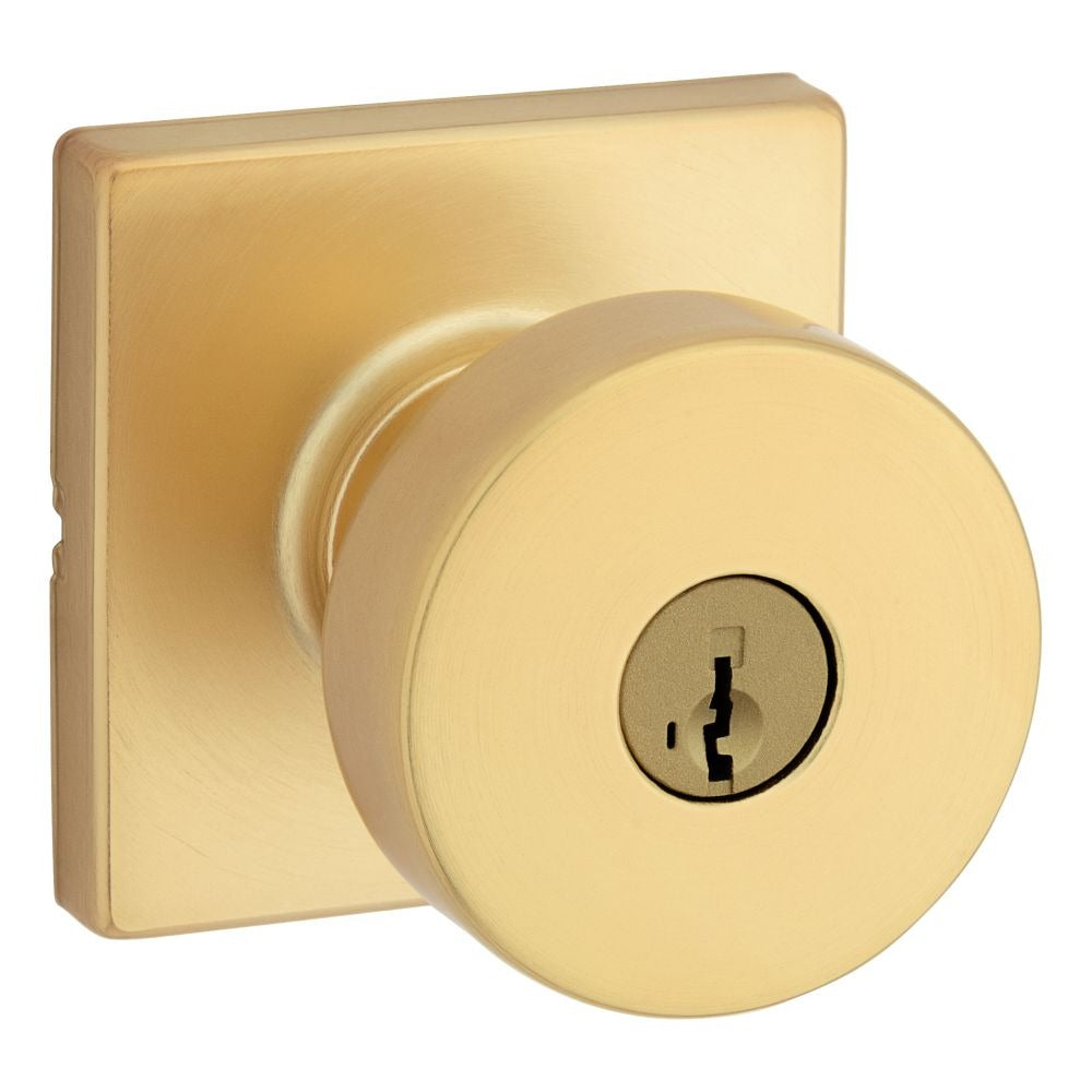 KWIKSET Kwikset 740PSKSQT-4S Pismo Entry Knob Smartkey Satin Brass