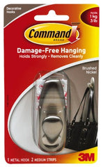 3M 3M FC12-BN-ES Command Metal Hook Medium Brushed Nickel