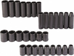 PROTO Proto J74306 30 Pc 1/2 in Drive Metric Impact Socket Set