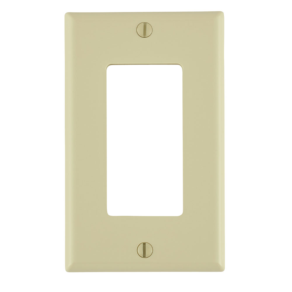 LEVITON Leviton 80401-NI 1-Gang Decora/GFCI Device Wallplate, Standard Size, Thermoplastic Nylon, Device Mount, Ivory