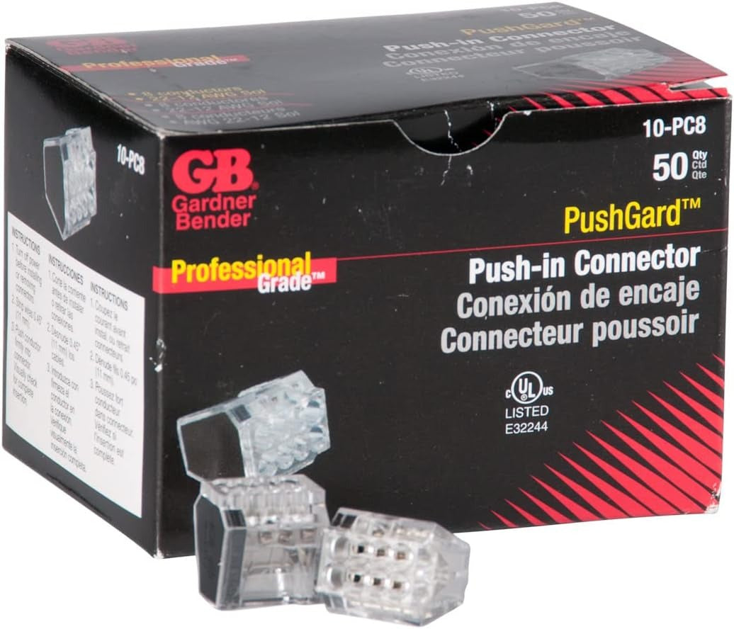 GARDNER BENDER Gardner Bender 19-PC8 PushGard 8-Port 600V Push-In Connector (10-Pack)