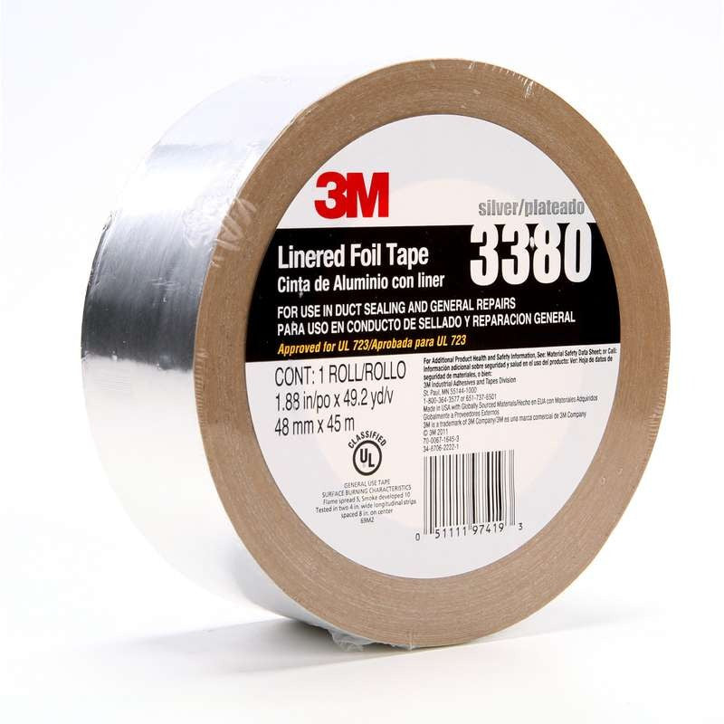 3M 3M 7000049613 Aluminum Foil Tape 3380 3.25 mil (48 mm x 45 m, 24 rolls per case)