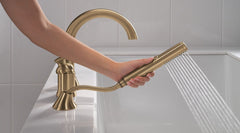 DELTA FAUCET Delta Faucet T3745-PN-PR Three Hole Roman Tub Trim with Hand Shower 3-hole 8-16 inch installation
