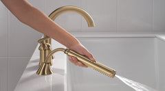 DELTA FAUCET Delta Faucet T3745-PN-PR Three Hole Roman Tub Trim with Hand Shower 3-hole 8-16 inch installation