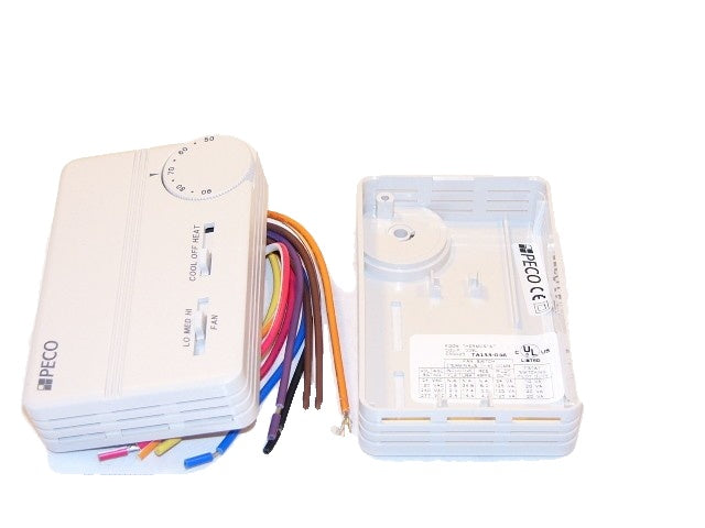 PECO Peco TA155-046 Programmable Thermostat with Wire Leads Cool-Heat-Off Line Voltage 24 Volts White