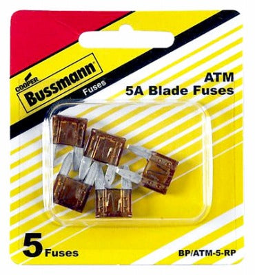 BUSSMANN Cooper Bussmann BP/ATM-5-RP Mini Blade Auto Fuse 5A 5 Pack