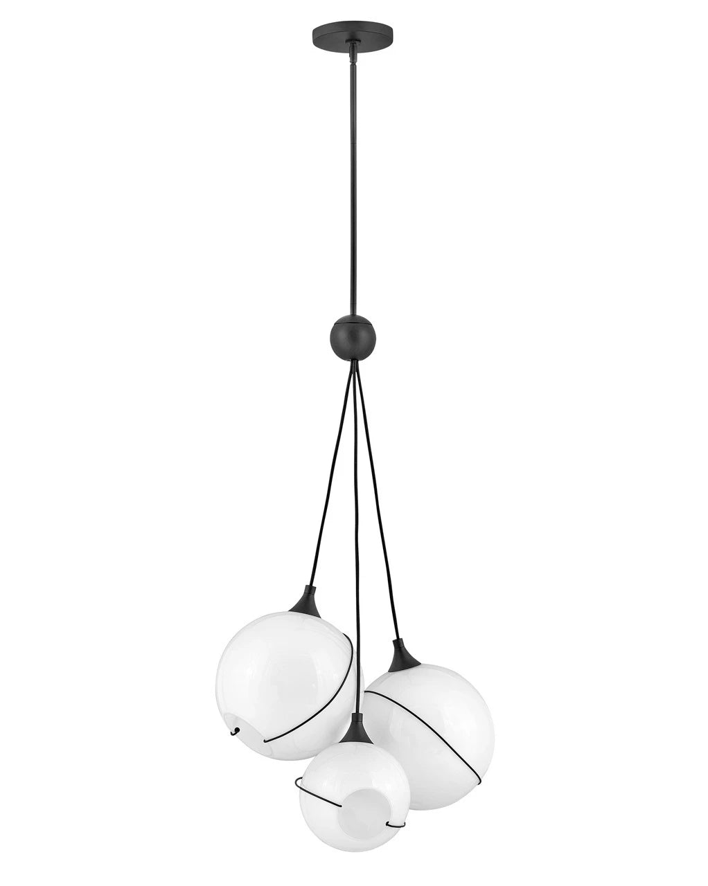 HINKLEY LIGHTING Hinkley Lighting 30304BLK-WH Large Three Light Pendant 3-10w Med. LED, 100w Equiv. 3 Light