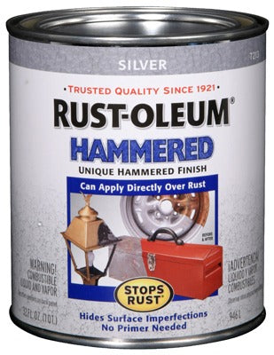RUST-OLEUM Rust-oleum 7213-502 Hammered Brush Paint Silver 1 Qt