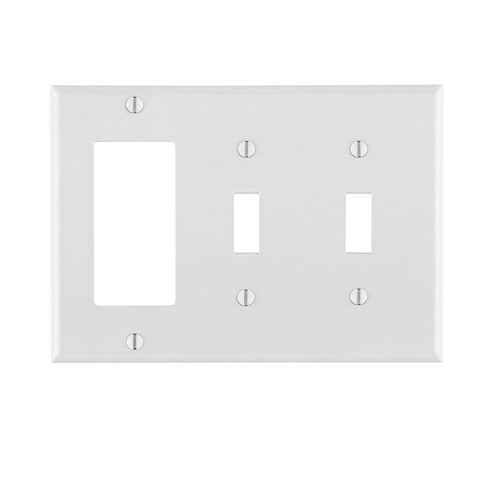LEVITON Leviton 80421-W 3-Gang Combination Wallplate (2 Toggle / 1 Decora) Green