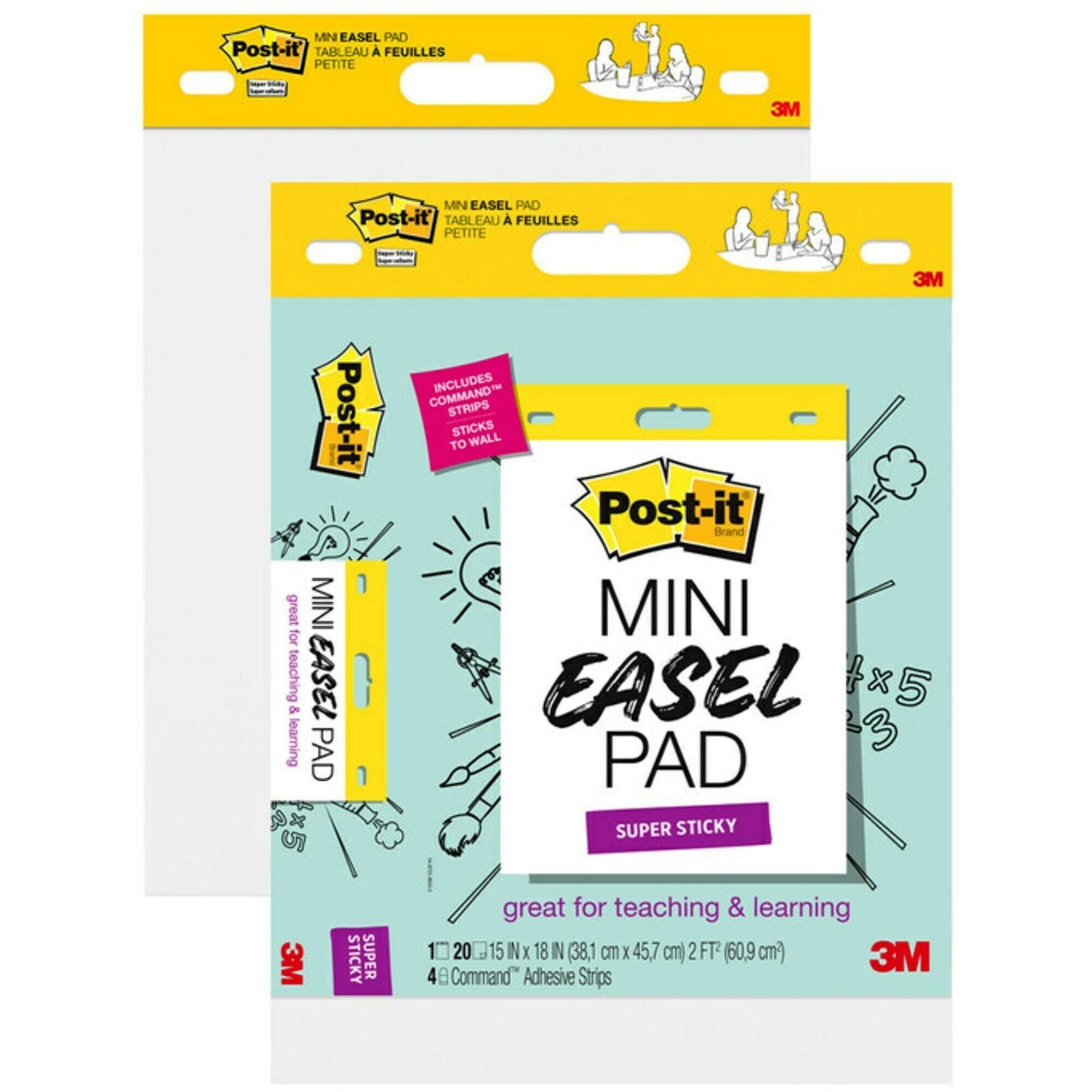 3M 3M MMM577SS2PK Post-it Super Sticky Mini Easel Pad 15 x 18 Inches 2 per Pack