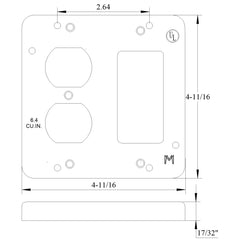 MULBERRY METAL PRODUCTS Mulberry Metal Products 11535 4-11/16 inches Raised Cover (1)Dplx Recpt And (1)Gfci Recept