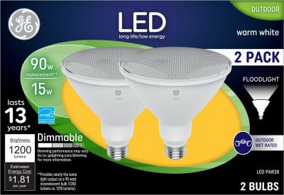 GE G E Lighting 38452 PAR38 Led Flood Bulb 15W 1300lm 2 Pack